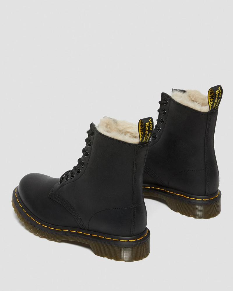 Dr Martens 1460 Faux Fur Forede Vinterstøvler Dame Sort | DK 273MQZ